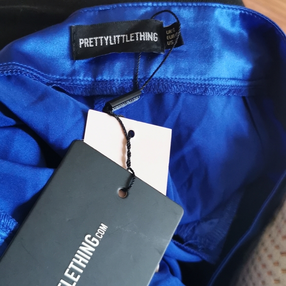 NWT PRETTYLITTLETHING blue satin trousers - Picture 3 of 5